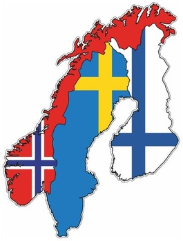 Samolepky na auto Samunshi® Scandinavia v národných farbách Nórska, Švédska a Fínska, 11 x 15 cm