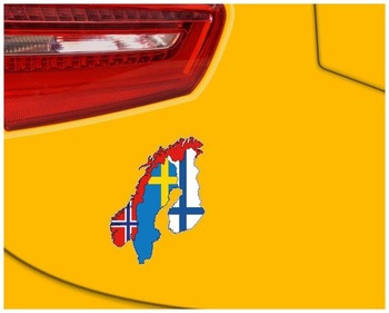 Samolepky na auto Samunshi® Scandinavia v národných farbách Nórska, Švédska a Fínska, 11 x 15 cm