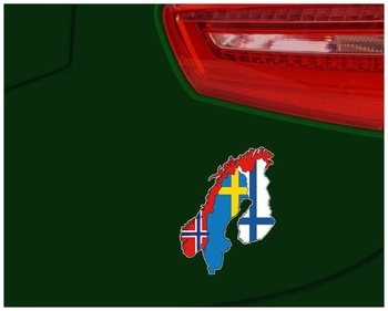 Samolepky na auto Samunshi® Scandinavia v národných farbách Nórska, Švédska a Fínska, 11 x 15 cm