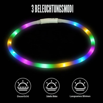 HOTUT LED obojok pre psov, dobíjací cez USB, vodotesný s 3 režimami svietenia, nastaviteľná dĺžka,