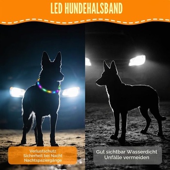 HOTUT LED obojek pro psy, dobíjecí přes USB, vodotěsný se 3 režimy svícení, nastavitelná délka,