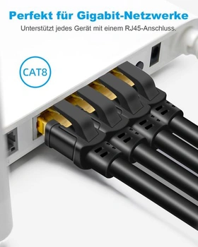 DDMALL 0,5m 2balení 2 LAN kabelů CAT 8, síťový kabel 40 Gbit/s, kulatý - černý, 0,5 m, černý, 2