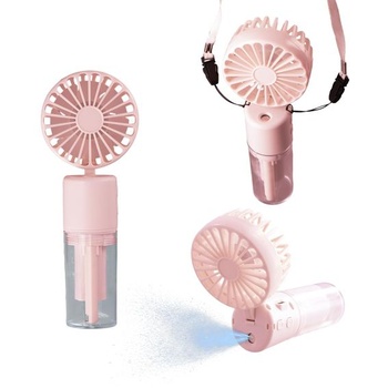 Ručný ventilátor 3 v 1, mini tichý ventilátor, s vodou a popruhom na prenášanie, ružový