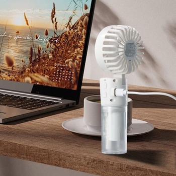 Ručný ventilátor 3 v 1, mini tichý ventilátor, s vodou a popruhom na prenášanie, ružový