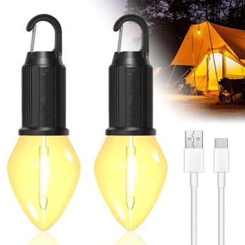 LED dobíjacia kempingová lampa, prenosná kempingová lampa s hákom, kempingová lampáš, 3 režimy