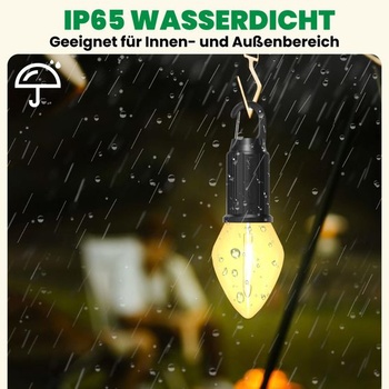 LED dobíjacia kempingová lampa, prenosná kempingová lampa s hákom, kempingová lampáš, 3 režimy