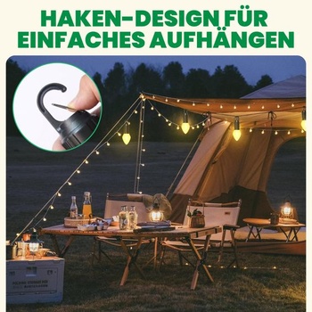LED dobíjacia kempingová lampa, prenosná kempingová lampa s hákom, kempingová lampáš, 3 režimy