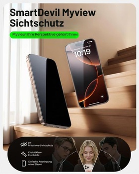 SMARTDEVIL 2 kusy tvrdeného skla MyView Privacy pre iPhone 16 Pro, čierne pre iPhone 16 Pro