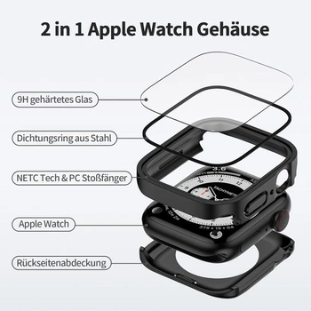 Voděodolné pouzdro 2 v 1 pro Apple Watch Series 6/5/4/SE/SE2 44 mm s vestavěným ochranným tvrzeným