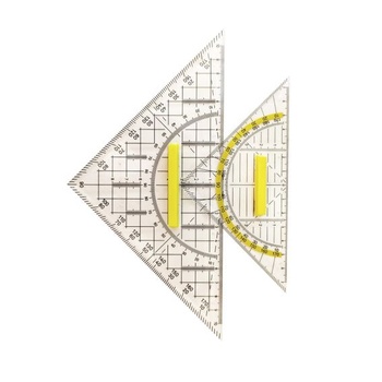Sada 2 uholníkov s rukoväťami, geometrická sada 16 cm + 22 cm, ideálna pre kreslenie, mapovanie a