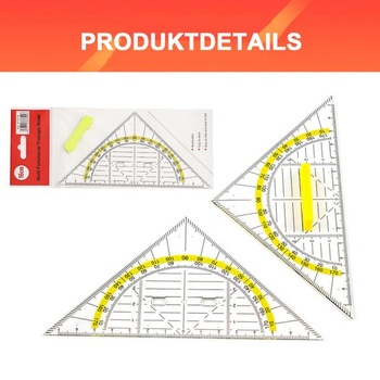 Sada 2 úhelníků s rukojeťmi, geometrická sada 16 cm + 22 cm, ideální pro kreslení, mapování a