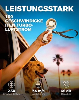 Ručný ventilátor Diveblues, prenosný turbo ventilátor so 100 rýchlosťami a silným prúdením vzduchu