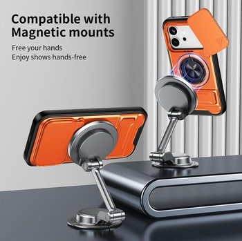 Nárazuvzdorný kryt na telefón pre Xiaomi 17 Pro 5G so stojanom. Oranžový Xiaomi 17 Pre 5G Orange