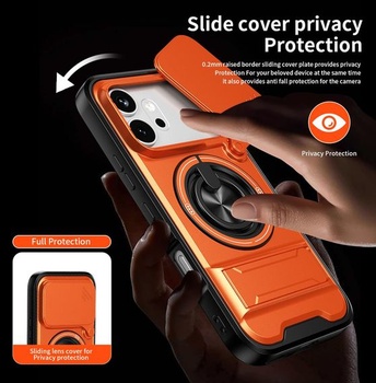 Nárazuvzdorný kryt na telefón pre Xiaomi 17 Pro 5G so stojanom. Oranžový Xiaomi 17 Pre 5G Orange