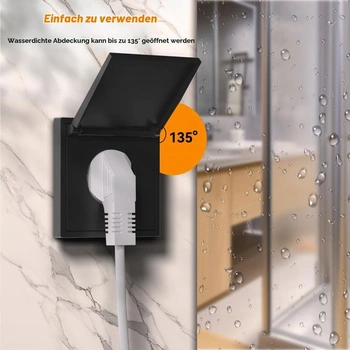 Zásuvka Schuko, norma EU, jednoduchá zapuštěná zásuvka do vlhkých prostor, snadná instalace, 80 mm