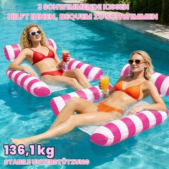 Vodní houpací síť, vodní houpací síť se sítí, bazénová houpací síť s růžovými pruhy