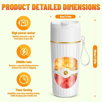 Prenosný mixér a smoothie makier 400ml, mini mixér s 10 nožmi z nerezovej ocele, dobíjacia smoothie