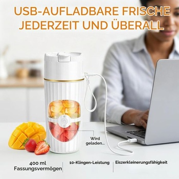 Prenosný mixér a smoothie makier 400ml, mini mixér s 10 nožmi z nerezovej ocele, dobíjacia smoothie