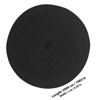 Keprová páska Lurrose so vzorom rybej kosti, bavlnená, čierna, 1 cm x 50 m – páska na šitie, tvorenie,