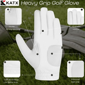 Pánske golfové rukavice Katx na celý prst, odolná prémiová koža, ľavá/pravá, celoprstové, na priehlavok,