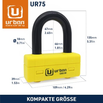 Zámok motocykla Urban UR75+10.120L žltý
