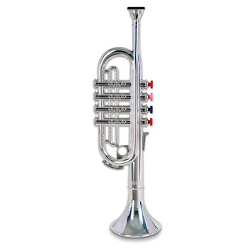 Bontempi Detská trumpeta so 4 farebnými ventilmi, 37 cm, chrómový vzhľad