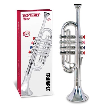 Bontempi Detská trumpeta so 4 farebnými ventilmi, 37 cm, chrómový vzhľad