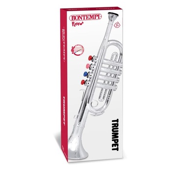 Bontempi Detská trumpeta so 4 farebnými ventilmi, 37 cm, chrómový vzhľad