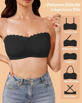 Dámská push-up podprsenka CheChury bez ramínek, bandeau top bez kostic, protiskluzový silikon,