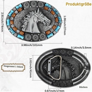 GORGECRAFT Oválná přezka na opasek s nordickou vikingskou koňskou hlavou 101x74mm starožitné