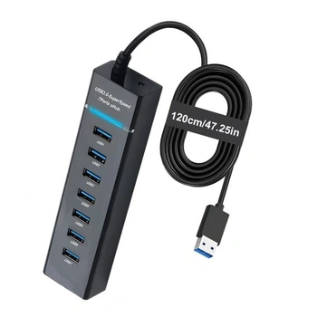 7portový USB Hub 3.0 a 2.0 so 120cm káblom, 5V 3A Type-C…