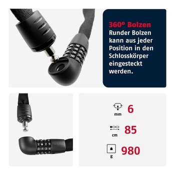 Trezor s řetězovým zámkem ABUS 6806C, délka 85 cm, černý
