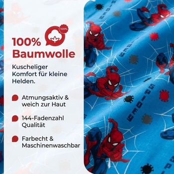Detská posteľná bielizeň Marvel Spiderman Superhero 100% bavlna Stredne modrá - Spiderman 137x200/80x80