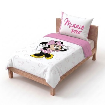 Detská sada posteľnej bielizne Disney Minnie Mouse 100% bavlna pre dievčatá, biela - Minnie Mouse