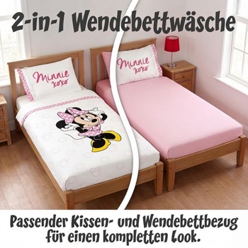 Detská sada posteľnej bielizne Disney Minnie Mouse 100% bavlna pre dievčatá, biela - Minnie Mouse