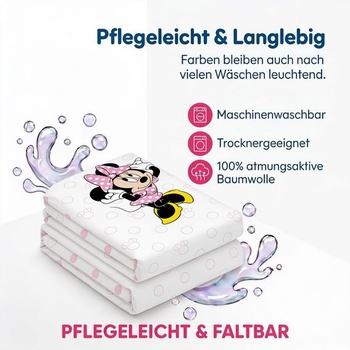 Detská sada posteľnej bielizne Disney Minnie Mouse 100% bavlna pre dievčatá, biela - Minnie Mouse