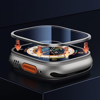 Ochranná fólia pre Apple Watch Ultra 49 mm, rám z titánovej zliatiny s tvrdeným sklom 9H, ultratenká,