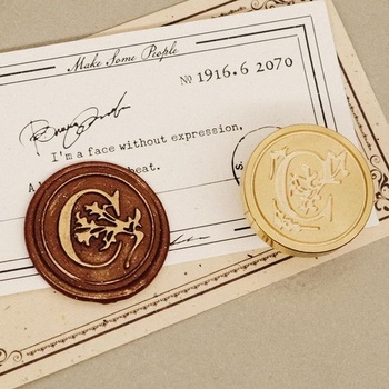 Sada vintage voskových razítek 25 mm s dřevěnou rukojetí na dárky, balení, blahopřání, pozvánky,