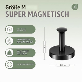 Magnetické háčiky Neosmuk na vence – 3 kusy, extra silné čierne háčiky, nosnosť 50 kg, na vence,
