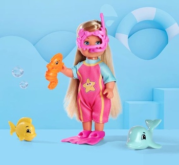 Simba 105733565 - Steffi Love Sea Fun, bábika v potápačskom obleku s plutvami a potápačskými