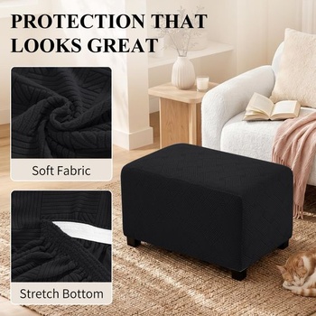 Poťah na strečovú stoličku Ystyle, obdĺžnikový, L, čierny, čierny L (dĺžka: 90–115 cm; šírka: 60–85