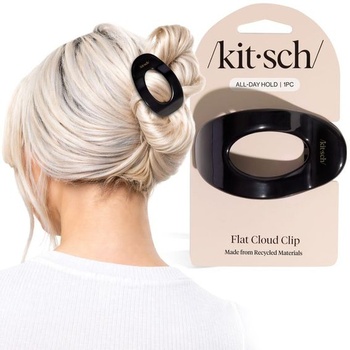 Kitsch plochá sponka do vlasov strednej veľkosti pre ženy - čierna, 1 kus čierna stredná veľkosť