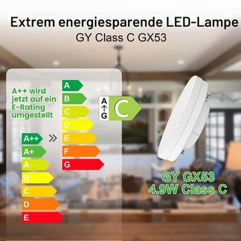 LED žiarovka GY GX53 4,9 W, teplá biela (3000 K), 668 lúmenov, nahrádza 55W žiarovku, vyžarovací uhol