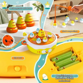 BunnyJOY Magnetická rybářská hra pro děti od 3 let, magnetická rybářská desková hra 4 v 1 pro