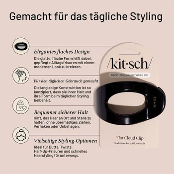 Kitsch plochá sponka do vlasov veľká pre ženy - čierna, 1 kus čierna veľká