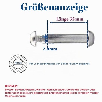 Šrouby přední a zadní nápravy M8 8 mm x 28 mm-86 mm vyrobené z uhlíkové oceli třídy 8.8, pro