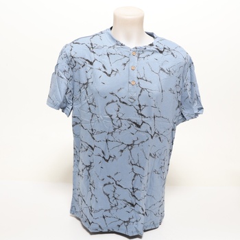Pánske tričko HMIYA, 100% bavlna, vintage henley, krátky rukáv, letné, ležérne, veľkosť XL, čierna,
