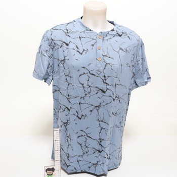 Pánske tričko HMIYA, 100% bavlna, vintage henley, krátky rukáv, letné, ležérne, veľkosť XL, čierna,