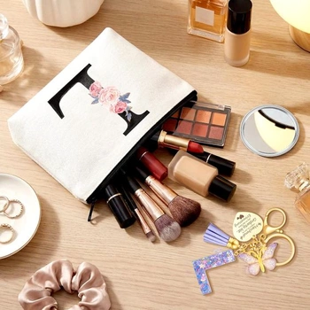 WALLFID Personalizovaná kosmetická taštička pro ženy, make-up taštička s inspirativním přívěskem na