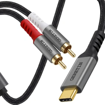 Audio kábel USB-C na RCA, stereo adaptér z USB-C na 2RCA, 2…